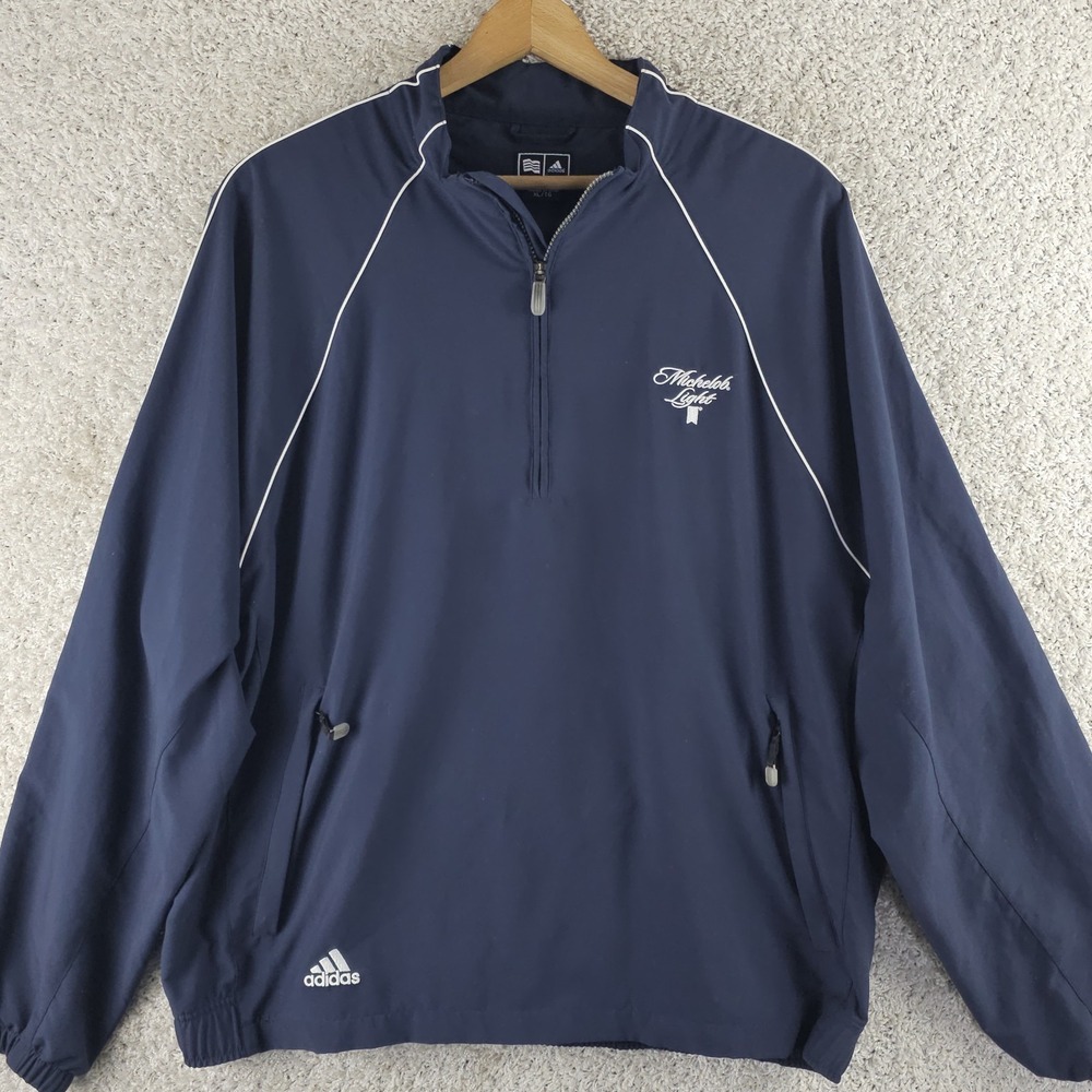 Adidas Michelob Light Climaproof 1/4 Zip Navy Windbreaker Light Jacket Men's XL